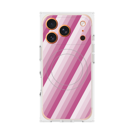 プレミアムスクエアケース with MagSafe［ Middle Stripe - Pink ］