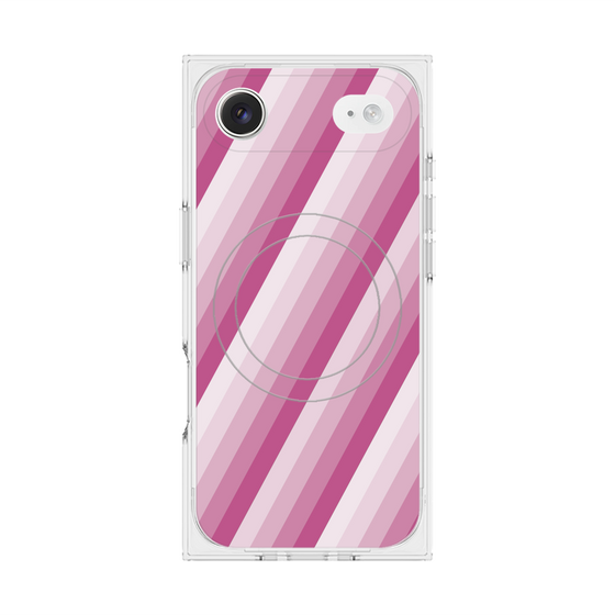 プレミアムスクエアケース with MagSafe［ Middle Stripe - Pink ］