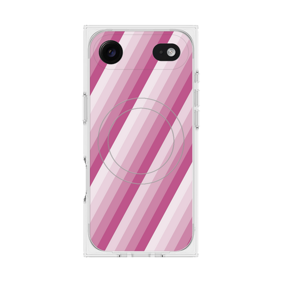 プレミアムスクエアケース with MagSafe［ Middle Stripe - Pink ］