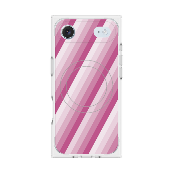 プレミアムスクエアケース with MagSafe［ Middle Stripe - Pink ］