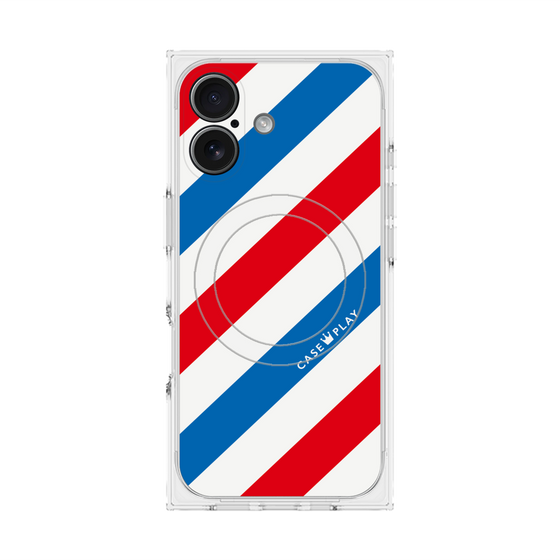 プレミアムスクエアケース with MagSafe［ Big Stripe - Red × Blue ］