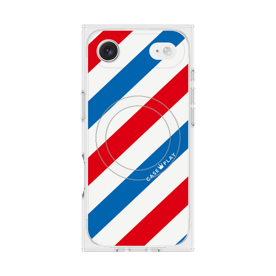 プレミアムスクエアケース with MagSafe［ Big Stripe - Red × Blue ］