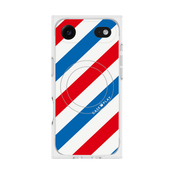 プレミアムスクエアケース with MagSafe［ Big Stripe - Red × Blue ］