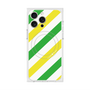 プレミアムスクエアケース with MagSafe［ Big Stripe - Green × Yellow ］