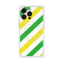 プレミアムスクエアケース with MagSafe［ Big Stripe - Green × Yellow ］