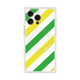 プレミアムスクエアケース with MagSafe［ Big Stripe - Green × Yellow ］