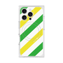 プレミアムスクエアケース with MagSafe［ Big Stripe - Green × Yellow ］