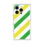 プレミアムスクエアケース with MagSafe［ Big Stripe - Green × Yellow ］