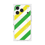 プレミアムスクエアケース with MagSafe［ Big Stripe - Green × Yellow ］