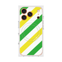 プレミアムスクエアケース with MagSafe［ Big Stripe - Green × Yellow ］