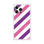 プレミアムスクエアケース with MagSafe［ Big Stripe - Purple × Pink ］