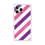 プレミアムスクエアケース with MagSafe［ Big Stripe - Purple × Pink ］