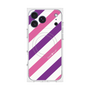 プレミアムスクエアケース with MagSafe［ Big Stripe - Purple × Pink ］