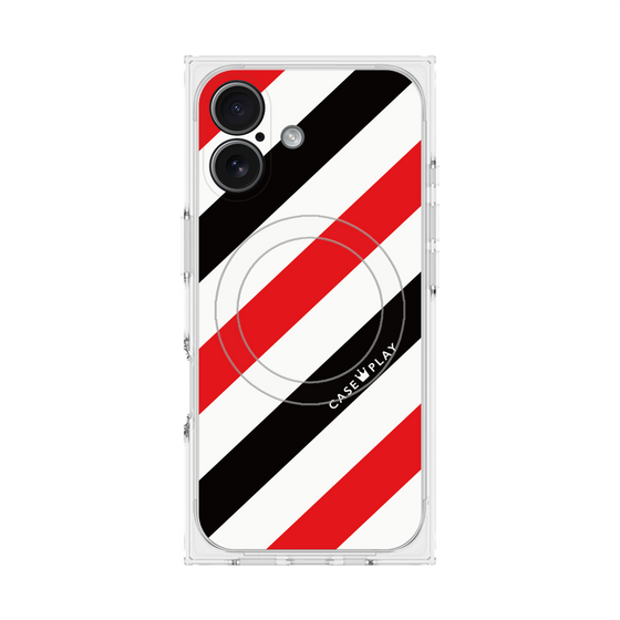 プレミアムスクエアケース with MagSafe［ Big Stripe - Red × Black ］