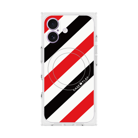 プレミアムスクエアケース with MagSafe［ Big Stripe - Red × Black ］