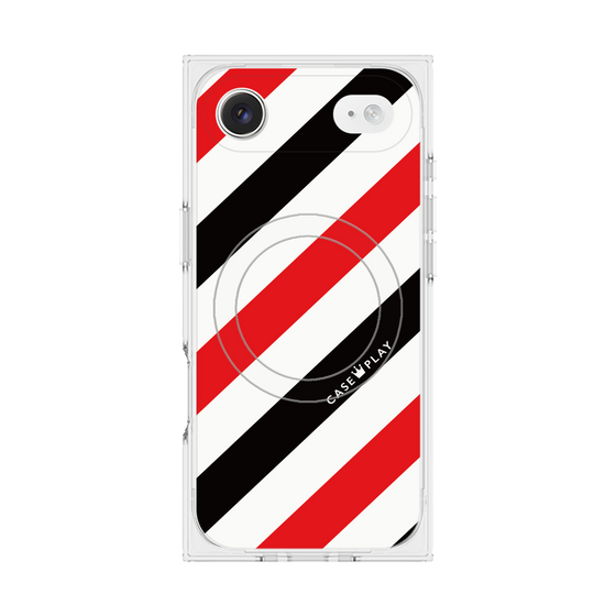 プレミアムスクエアケース with MagSafe［ Big Stripe - Red × Black ］