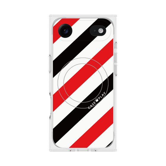 プレミアムスクエアケース with MagSafe［ Big Stripe - Red × Black ］