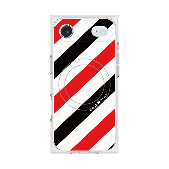プレミアムスクエアケース with MagSafe［ Big Stripe - Red × Black ］