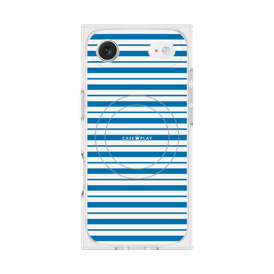 プレミアムスクエアケース with MagSafe［ Small Border - Blue ］