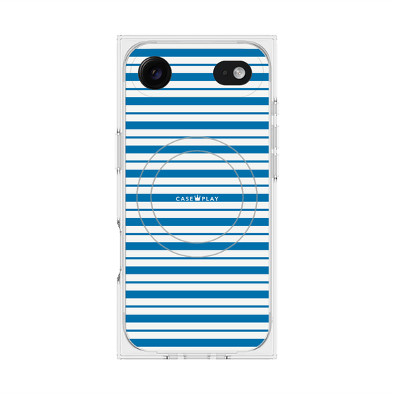 プレミアムスクエアケース with MagSafe［ Small Border - Blue ］