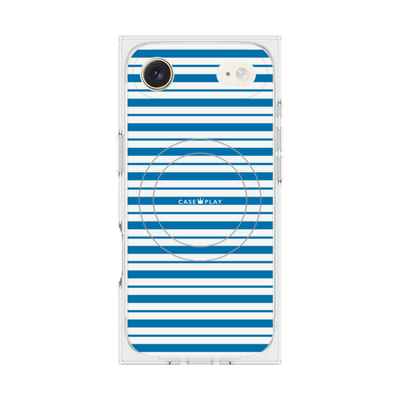 プレミアムスクエアケース with MagSafe［ Small Border - Blue ］