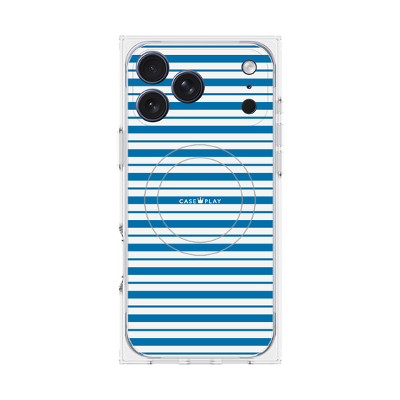 プレミアムスクエアケース with MagSafe［ Small Border - Blue ］