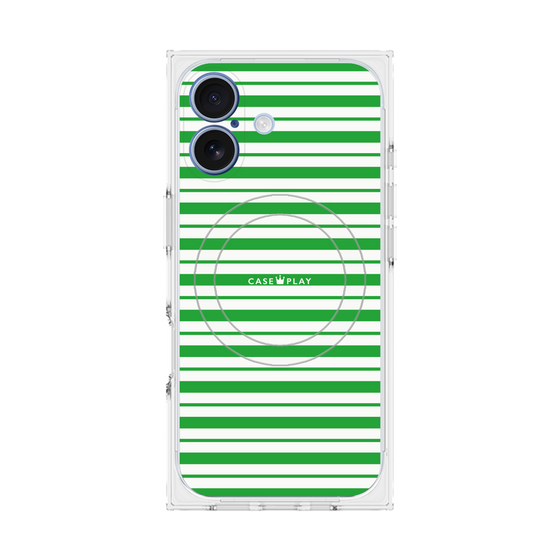 プレミアムスクエアケース with MagSafe［ Small Border - Green ］