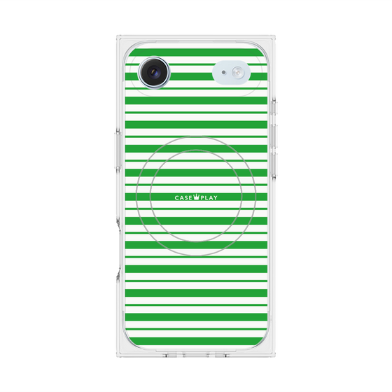プレミアムスクエアケース with MagSafe［ Small Border - Green ］