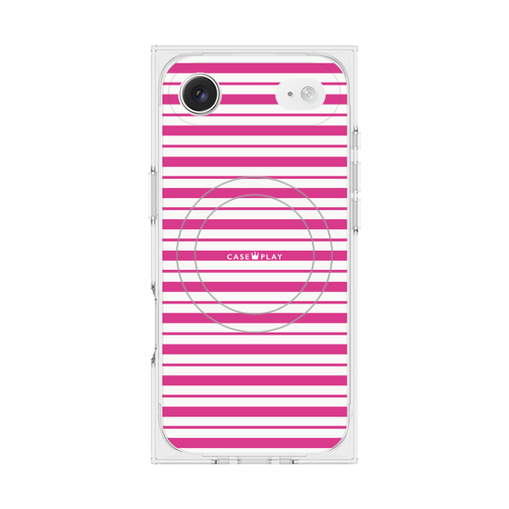プレミアムスクエアケース with MagSafe［ Small Border - Pink ］