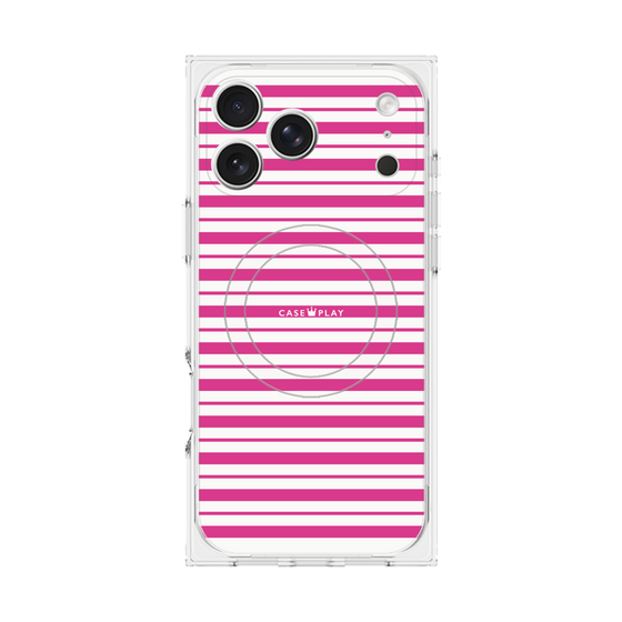 プレミアムスクエアケース with MagSafe［ Small Border - Pink ］