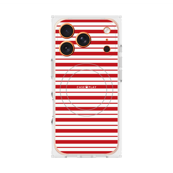 プレミアムスクエアケース with MagSafe［ Small Border - Red ］