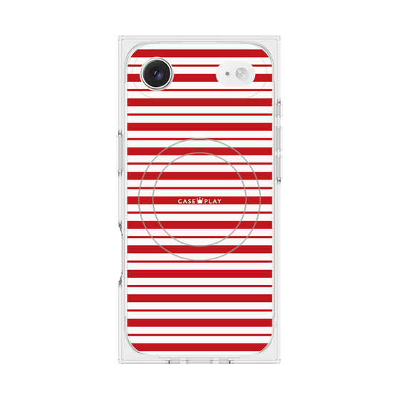 プレミアムスクエアケース with MagSafe［ Small Border - Red ］