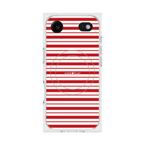 プレミアムスクエアケース with MagSafe［ Small Border - Red ］