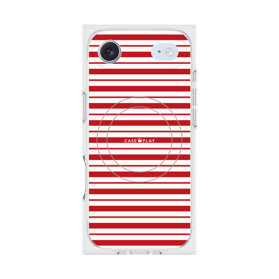 プレミアムスクエアケース with MagSafe［ Small Border - Red ］
