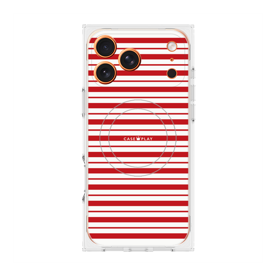 プレミアムスクエアケース with MagSafe［ Small Border - Red ］