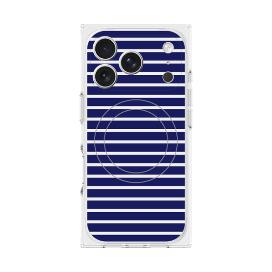 プレミアムスクエアケース with MagSafe［ Middle Border - Blue ］