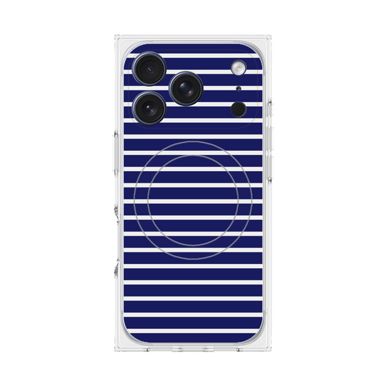 プレミアムスクエアケース with MagSafe［ Middle Border - Blue ］