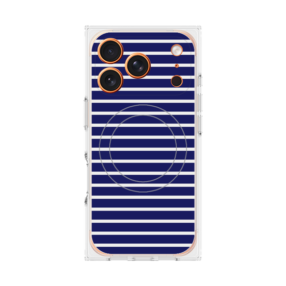 プレミアムスクエアケース with MagSafe［ Middle Border - Blue ］