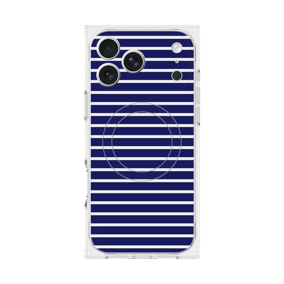 プレミアムスクエアケース with MagSafe［ Middle Border - Blue ］