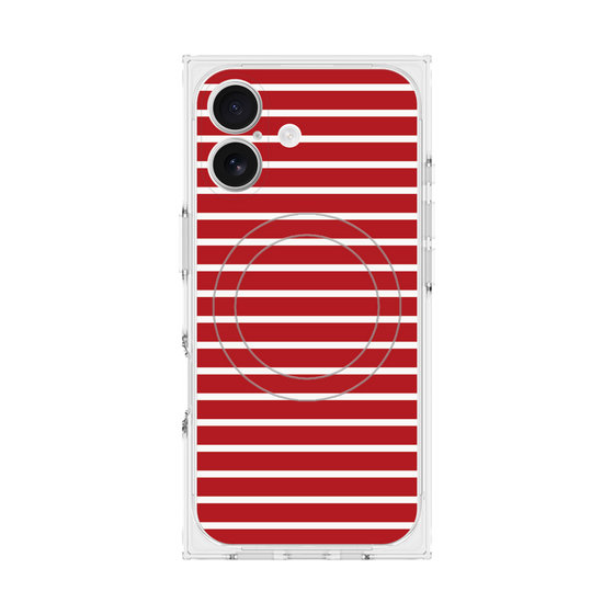 プレミアムスクエアケース with MagSafe［ Middle Border - Red ］