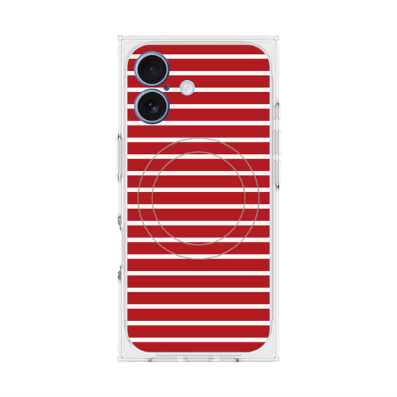 プレミアムスクエアケース with MagSafe［ Middle Border - Red ］