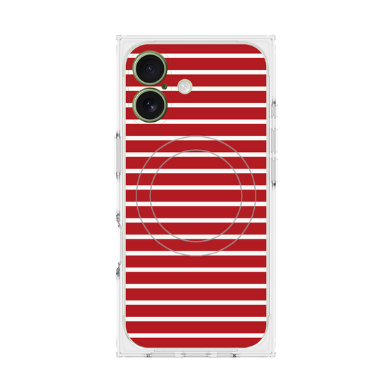 プレミアムスクエアケース with MagSafe［ Middle Border - Red ］