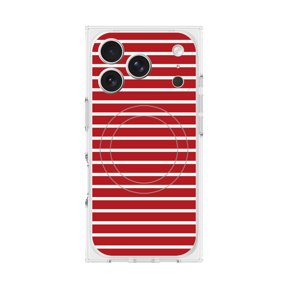 プレミアムスクエアケース with MagSafe［ Middle Border - Red ］
