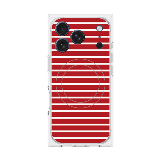 プレミアムスクエアケース with MagSafe［ Middle Border - Red ］