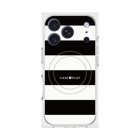 プレミアムスクエアケース with MagSafe［ Big Border - Black ］