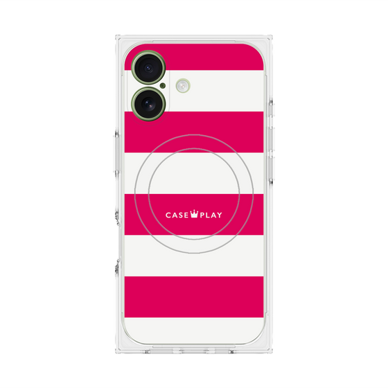 プレミアムスクエアケース with MagSafe［ Big Border - Pink ］