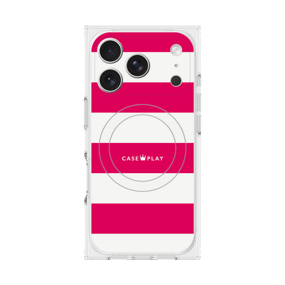 プレミアムスクエアケース with MagSafe［ Big Border - Pink ］