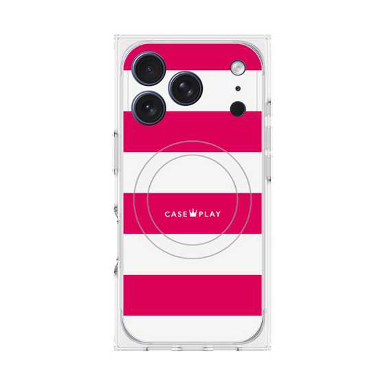 プレミアムスクエアケース with MagSafe［ Big Border - Pink ］