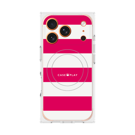 プレミアムスクエアケース with MagSafe［ Big Border - Pink ］