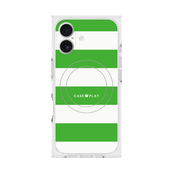 プレミアムスクエアケース with MagSafe［ Big Border - Green ］